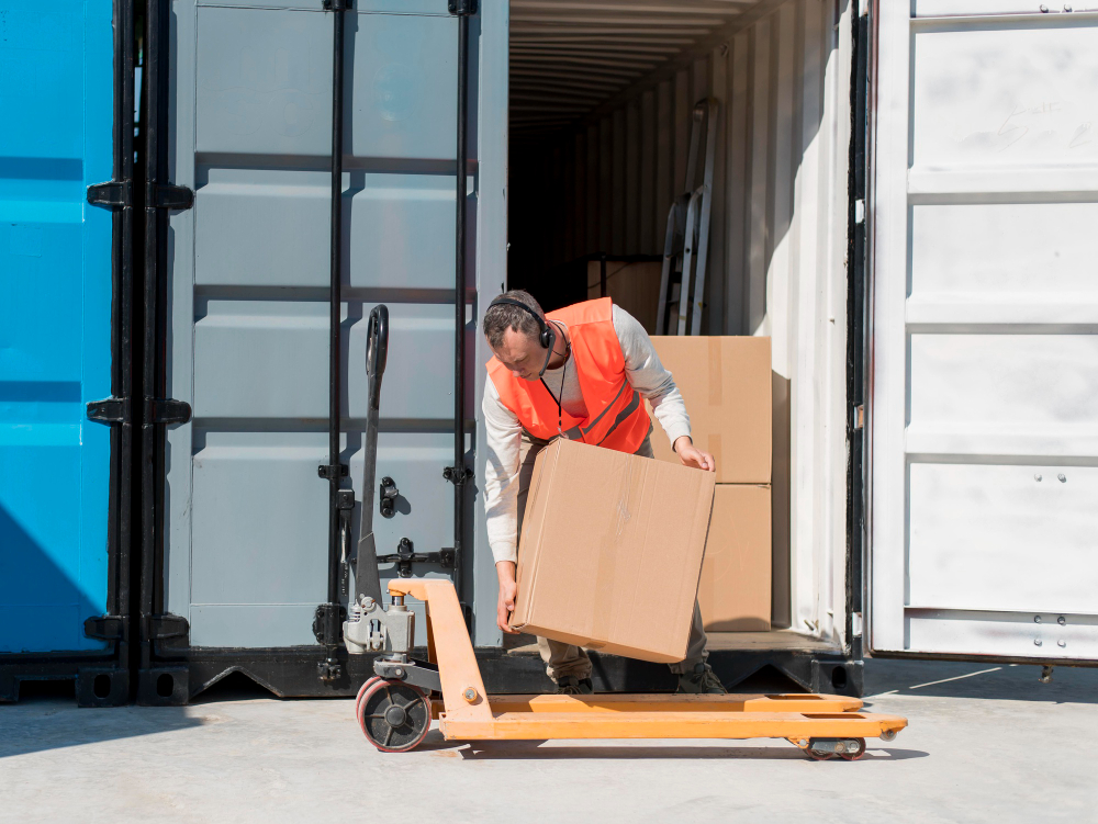 Container packed with household goods by Xpress Relocations for ocean shipping to Colombia