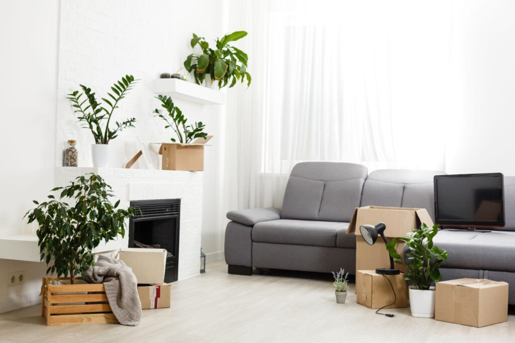 Packed household goods for moving into new house