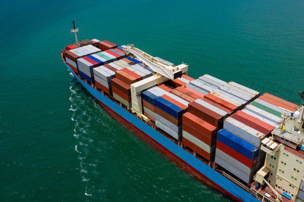 Shipping cargo container business import and import international on the sea