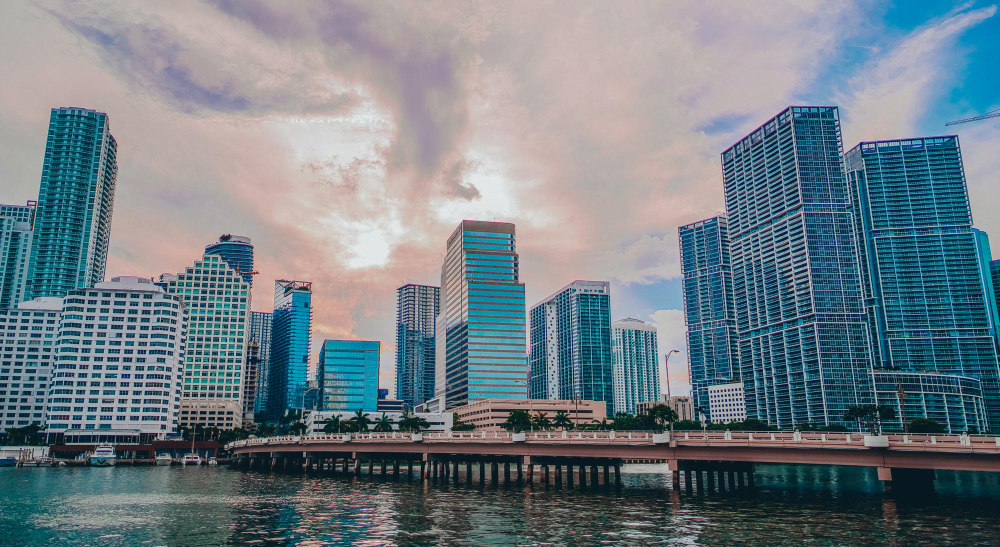 Modern office buildings in Brickell, Miami where commercial moves require certificates of insurance